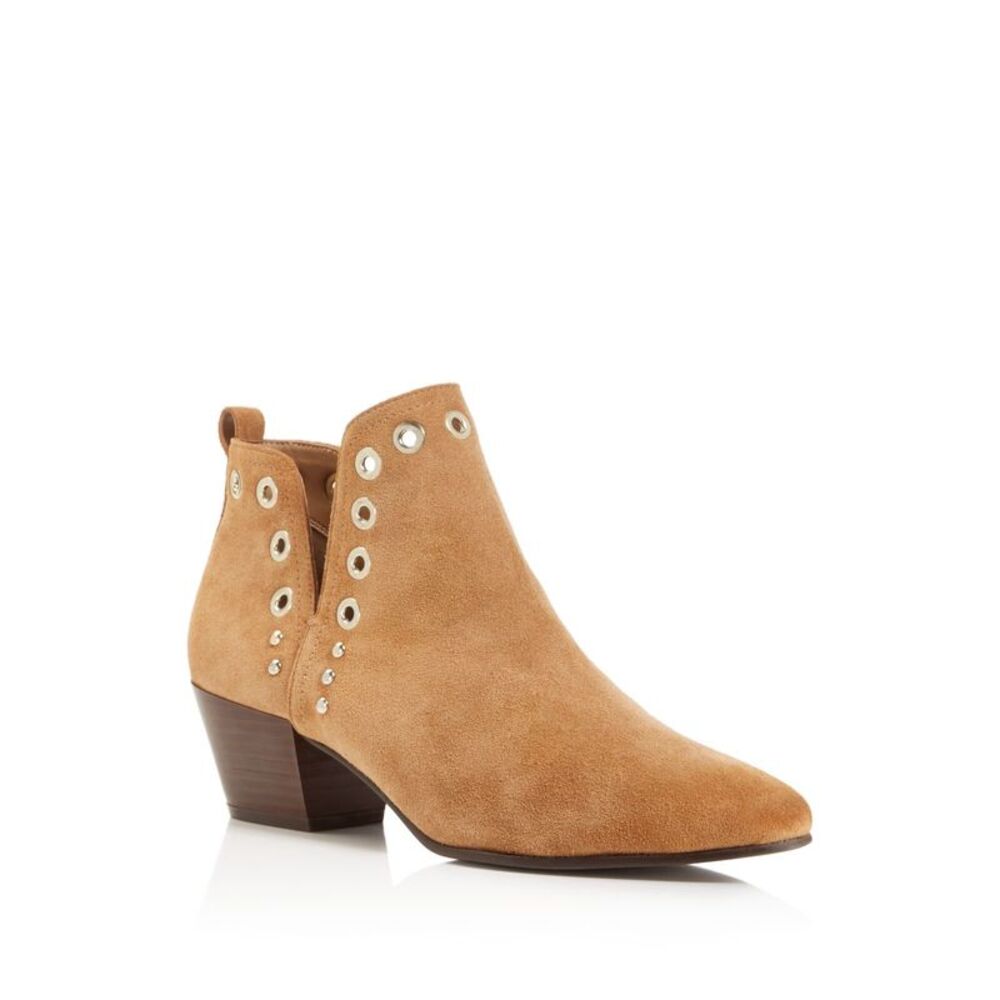 NWT SAM EDELMAN Womens Brown Eyelet Rubin Slip On Leather Booties 6 M
